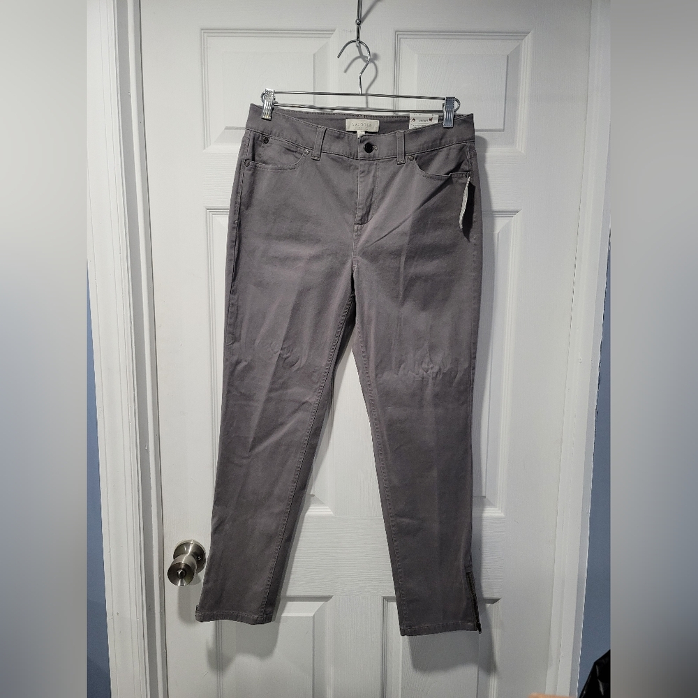 Talbots Ankle Slimming Flattering Pants Size 8 Grey with Zipper at Ankles NWT